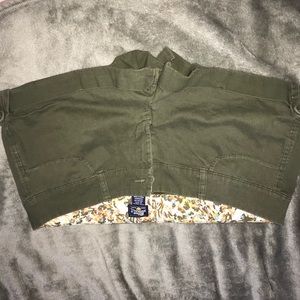 Junior shorts, olive green, blue asphalt, size 15